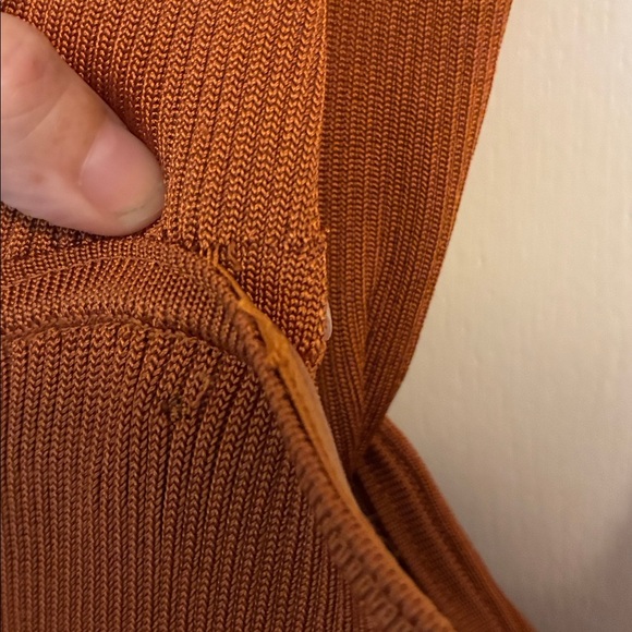 House Of Harlow Burnt Orange Ribbed Knit Asymmetrical 1 Strap Midi Dress Fall - Picture 7 of 8